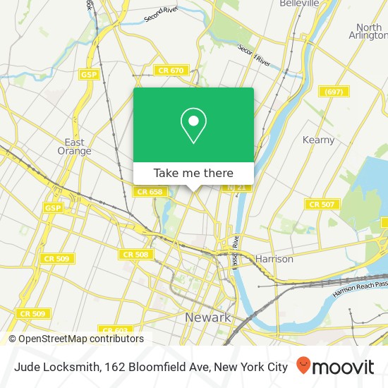 Mapa de Jude Locksmith, 162 Bloomfield Ave