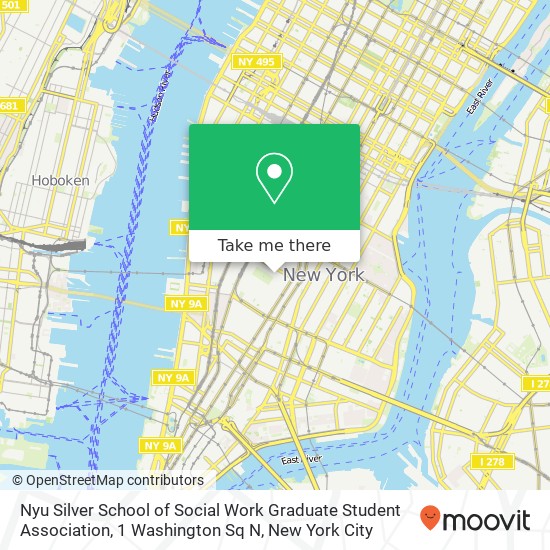 Mapa de Nyu Silver School of Social Work Graduate Student Association, 1 Washington Sq N