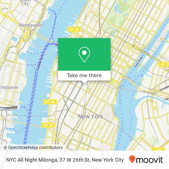 Mapa de NYC All Night Milonga, 37 W 26th St