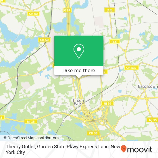Theory Outlet, Garden State Pkwy Express Lane map