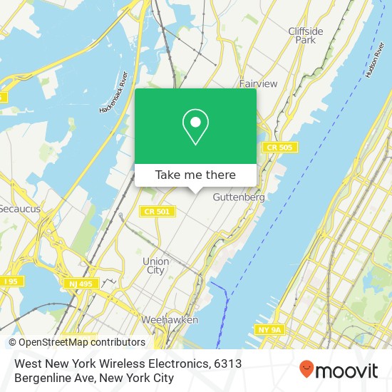 Mapa de West New York Wireless Electronics, 6313 Bergenline Ave