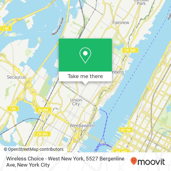 Mapa de Wireless Choice - West New York, 5527 Bergenline Ave