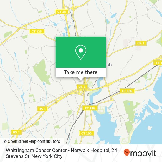 Whittingham Cancer Center - Norwalk Hospital, 24 Stevens St map