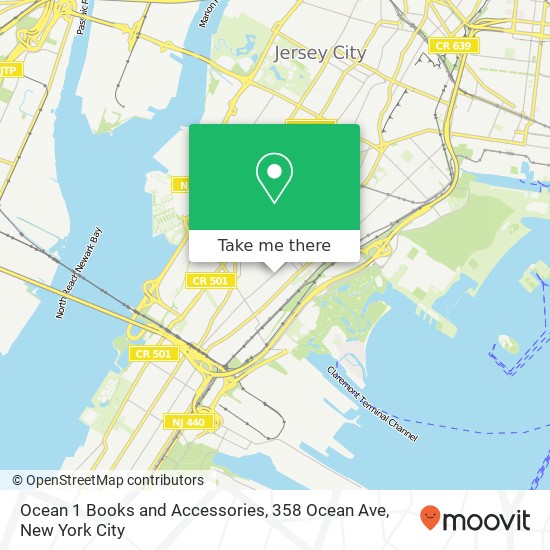 Mapa de Ocean 1 Books and Accessories, 358 Ocean Ave