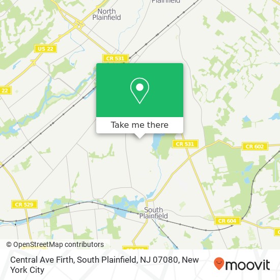 Mapa de Central Ave Firth, South Plainfield, NJ 07080