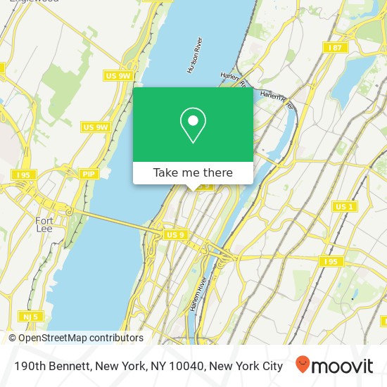 190th Bennett, New York, NY 10040 map