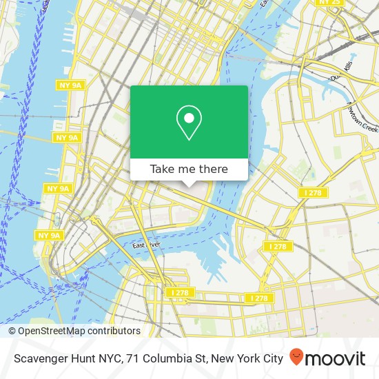 Mapa de Scavenger Hunt NYC, 71 Columbia St