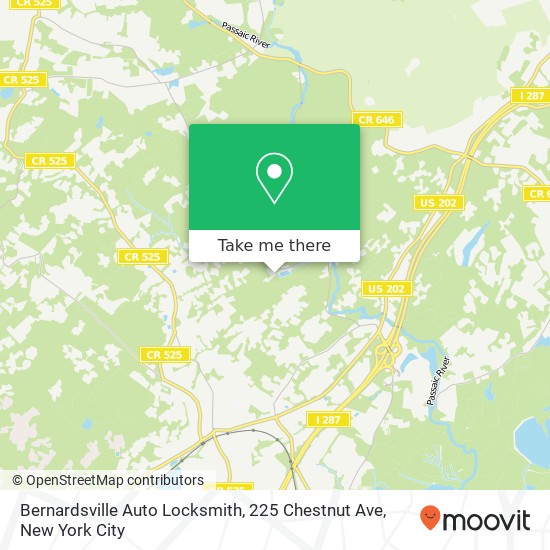 Mapa de Bernardsville Auto Locksmith, 225 Chestnut Ave
