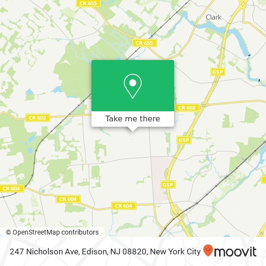 Mapa de 247 Nicholson Ave, Edison, NJ 08820