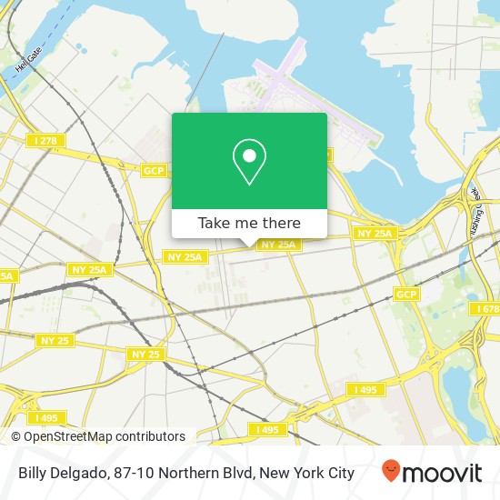 Mapa de Billy Delgado, 87-10 Northern Blvd