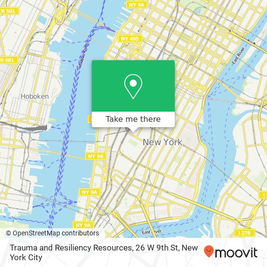 Mapa de Trauma and Resiliency Resources, 26 W 9th St