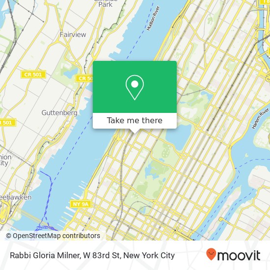 Mapa de Rabbi Gloria Milner, W 83rd St