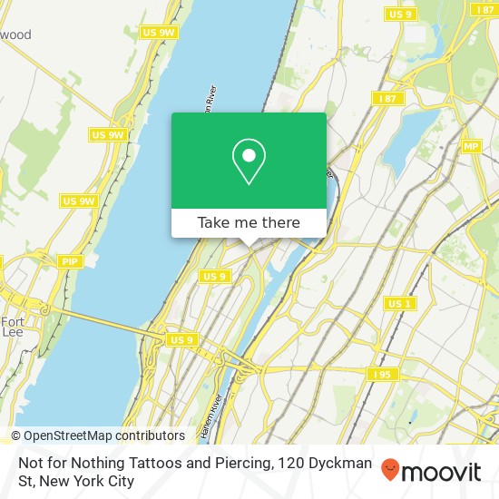 Mapa de Not for Nothing Tattoos and Piercing, 120 Dyckman St