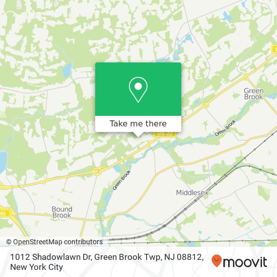 Mapa de 1012 Shadowlawn Dr, Green Brook Twp, NJ 08812