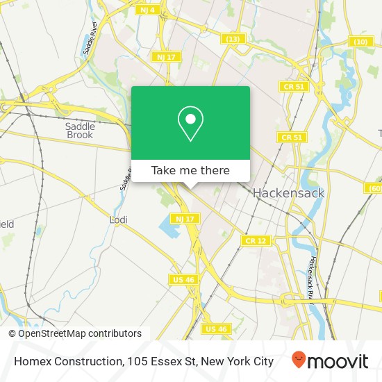 Homex Construction, 105 Essex St map