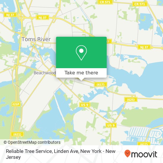 Reliable Tree Service, Linden Ave map