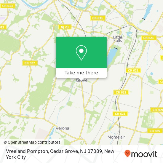Mapa de Vreeland Pompton, Cedar Grove, NJ 07009