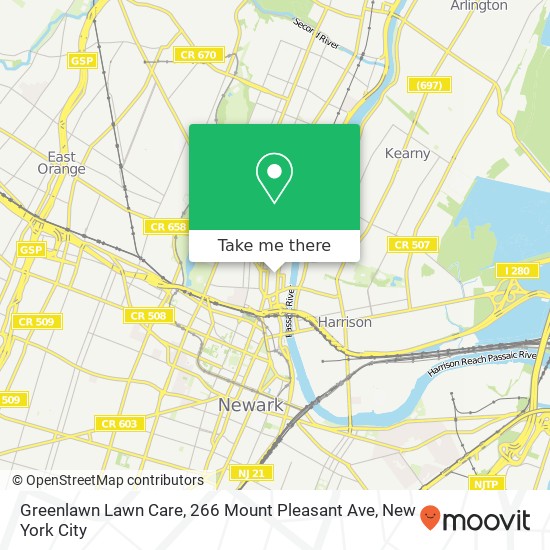 Mapa de Greenlawn Lawn Care, 266 Mount Pleasant Ave