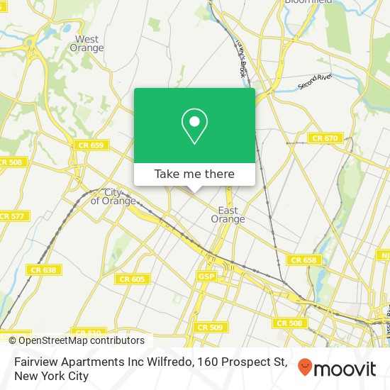 Mapa de Fairview Apartments Inc Wilfredo, 160 Prospect St