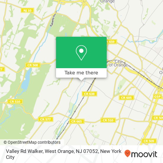 Mapa de Valley Rd Walker, West Orange, NJ 07052