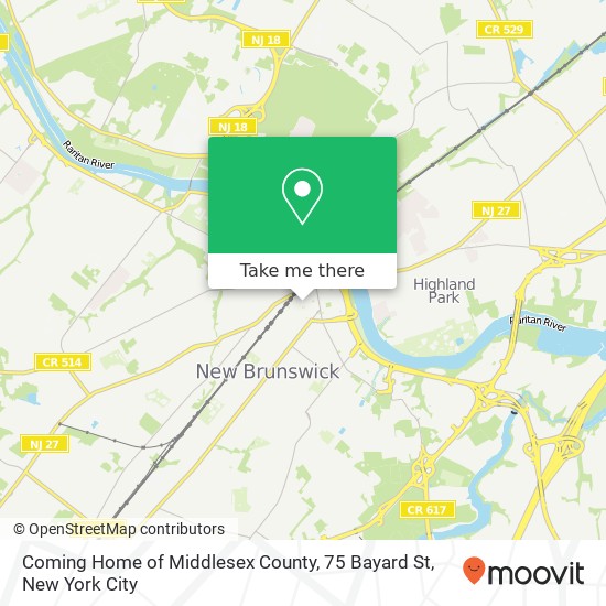 Mapa de Coming Home of Middlesex County, 75 Bayard St