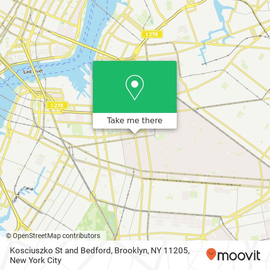 Mapa de Kosciuszko St and Bedford, Brooklyn, NY 11205