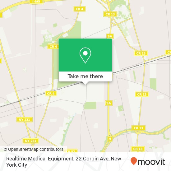 Mapa de Realtime Medical Equipment, 22 Corbin Ave