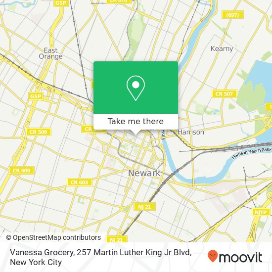Mapa de Vanessa Grocery, 257 Martin Luther King Jr Blvd