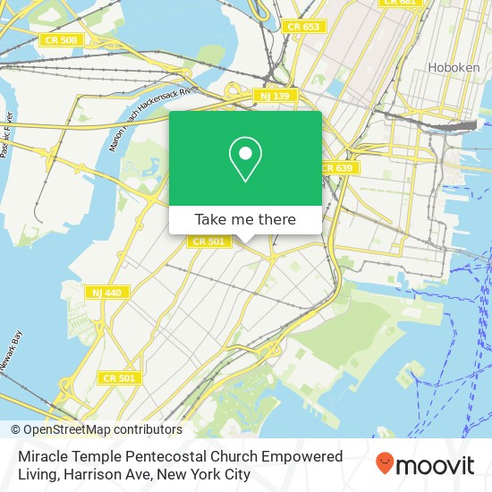 Mapa de Miracle Temple Pentecostal Church Empowered Living, Harrison Ave