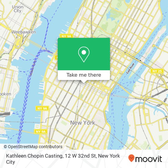 Mapa de Kathleen Chopin Casting, 12 W 32nd St