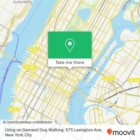 Mapa de Udog on Demand Dog Walking, 575 Lexington Ave