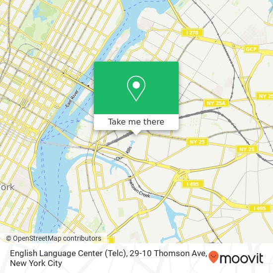 Mapa de English Language Center (Telc), 29-10 Thomson Ave