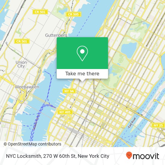 Mapa de NYC Locksmith, 270 W 60th St