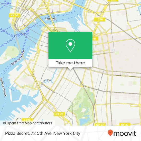 Mapa de Pizza Secret, 72 5th Ave