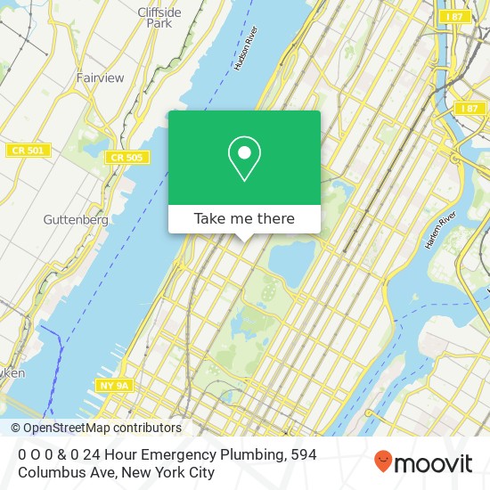 Mapa de 0 O 0 & 0 24 Hour Emergency Plumbing, 594 Columbus Ave