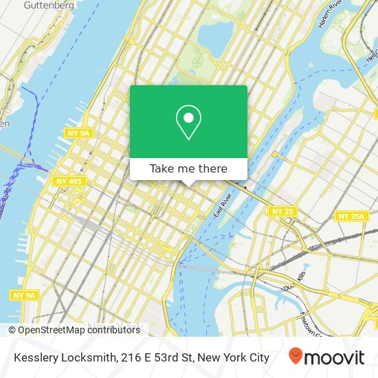 Mapa de Kesslery Locksmith, 216 E 53rd St