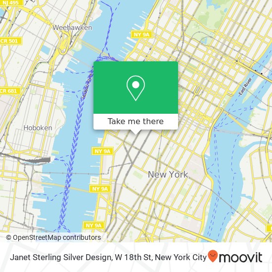 Janet Sterling Silver Design, W 18th St map