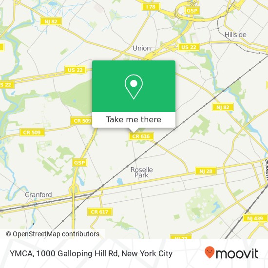 Mapa de YMCA, 1000 Galloping Hill Rd