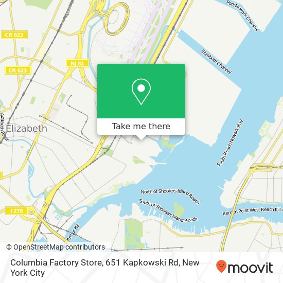 Mapa de Columbia Factory Store, 651 Kapkowski Rd