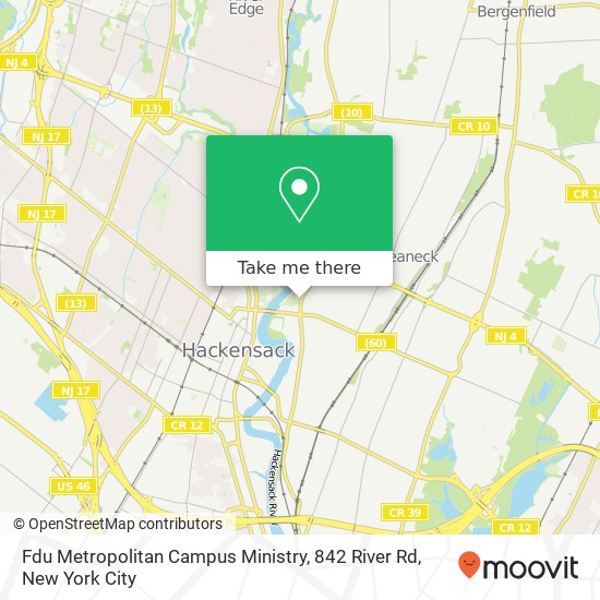 Mapa de Fdu Metropolitan Campus Ministry, 842 River Rd