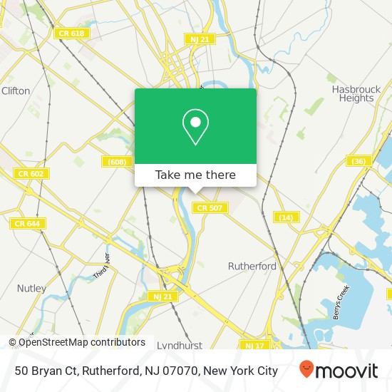 Mapa de 50 Bryan Ct, Rutherford, NJ 07070