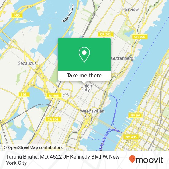 Mapa de Taruna Bhatia, MD, 4522 JF Kennedy Blvd W
