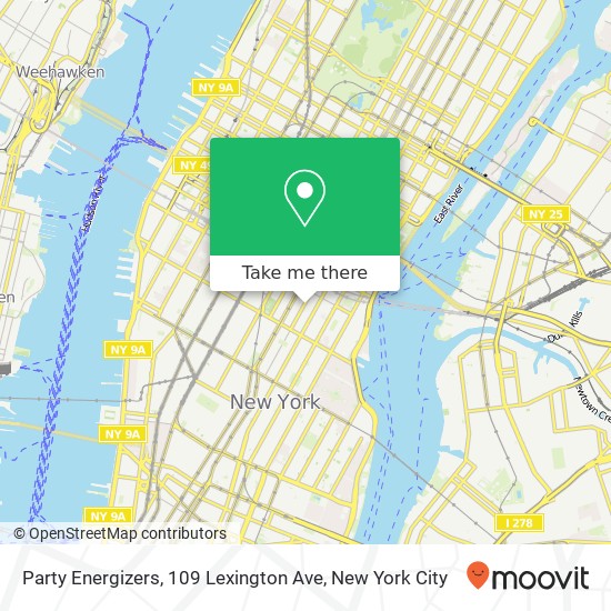 Mapa de Party Energizers, 109 Lexington Ave