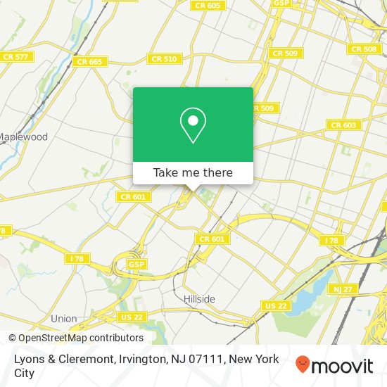 Mapa de Lyons & Cleremont, Irvington, NJ 07111