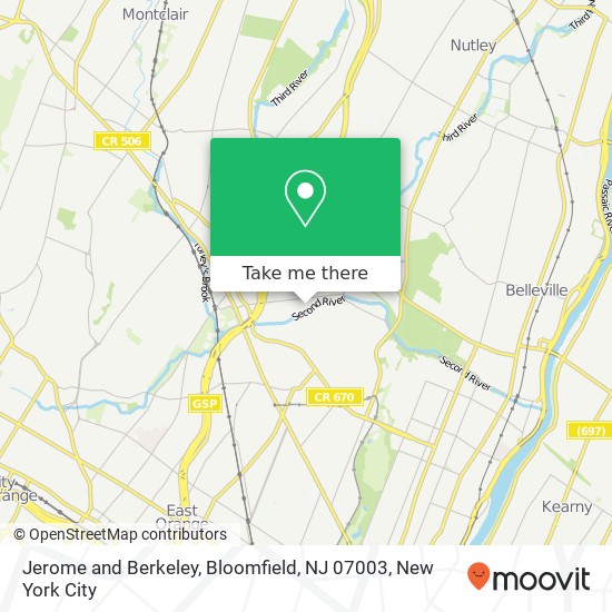 Mapa de Jerome and Berkeley, Bloomfield, NJ 07003