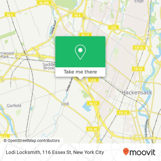 Mapa de Lodi Locksmith, 116 Essex St