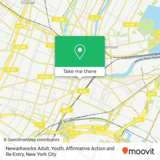 Mapa de Newarkworks Adult, Youth, Affirmative Action and Re-Entry