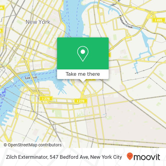 Mapa de Zilch Exterminator, 547 Bedford Ave