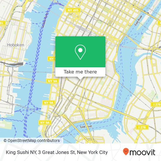 Mapa de King Sushi NY, 3 Great Jones St