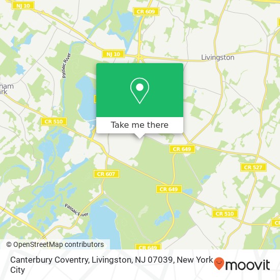 Mapa de Canterbury Coventry, Livingston, NJ 07039